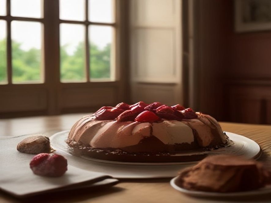 bizcocho de chocolate con fresas