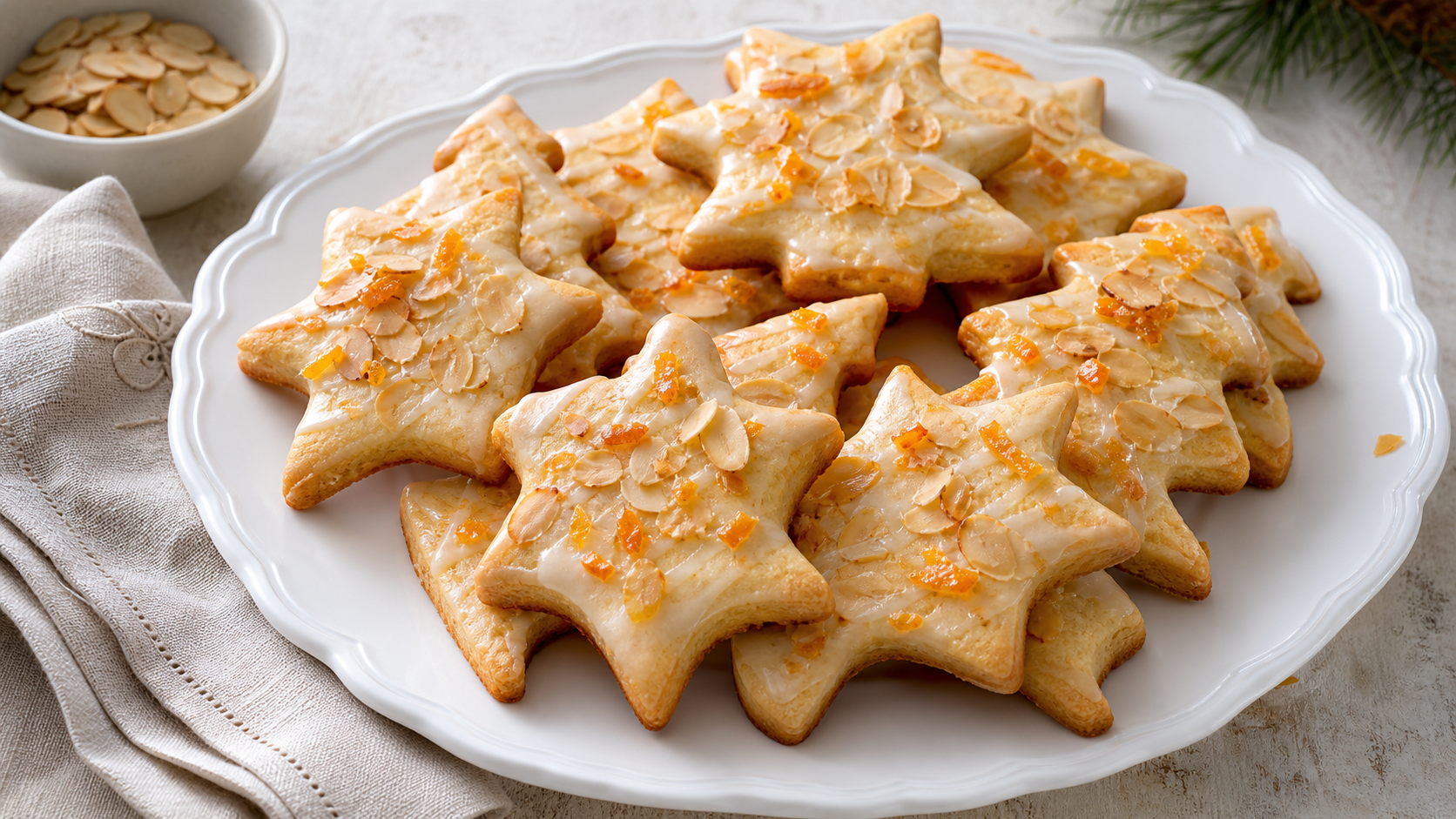 Galletas navideñas de mantequilla, naranja y almendra
