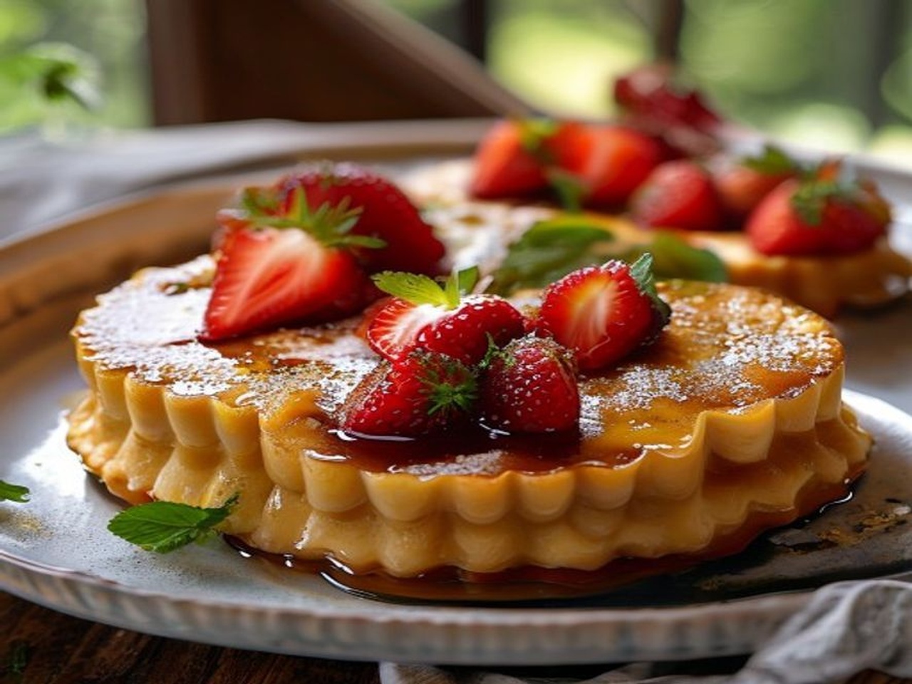 Milhojas de crema de bourbon y fresas