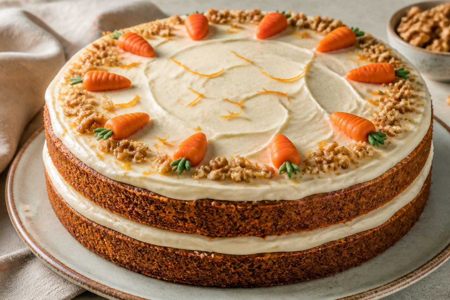 pastel de zanahoria decorado