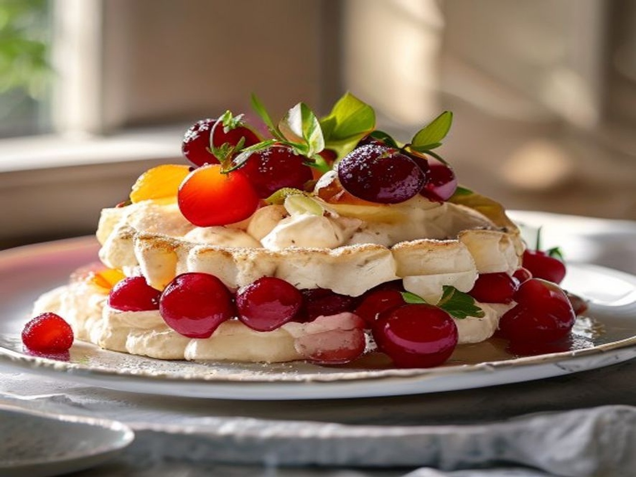 Pavlova de Frutos Rojos y Crema Chantilly